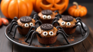 gruselige halloween spinnenmuffins